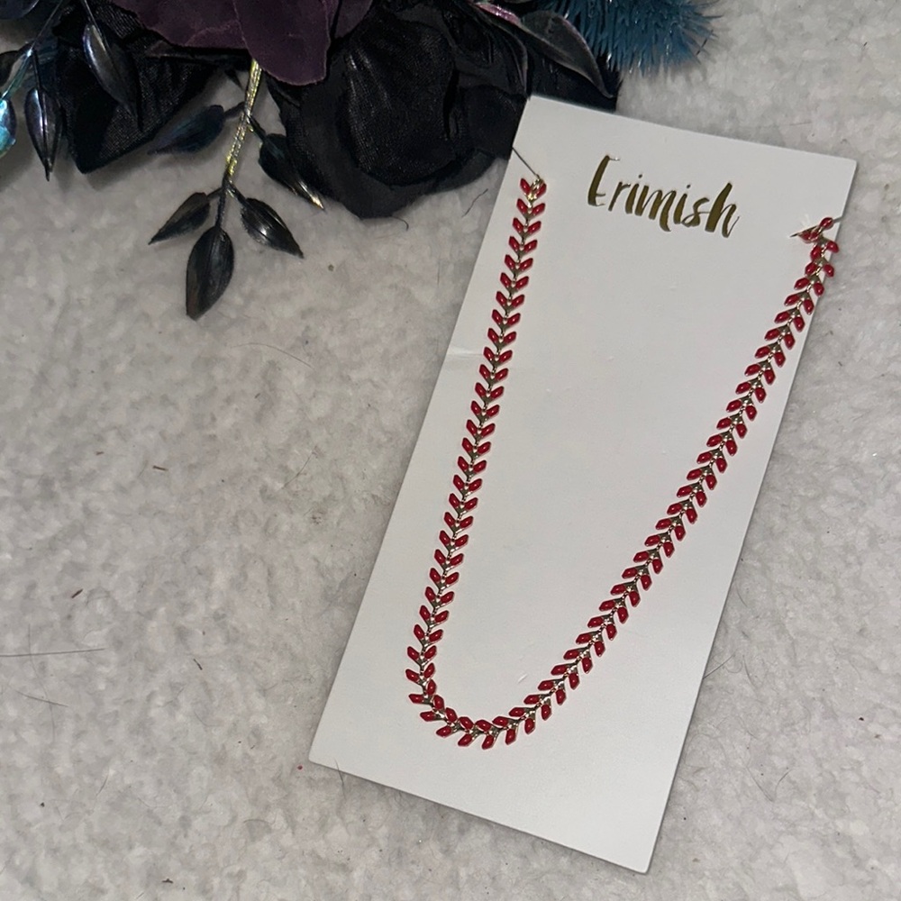 Erimish Vibrant Red Necklace Short 15” total